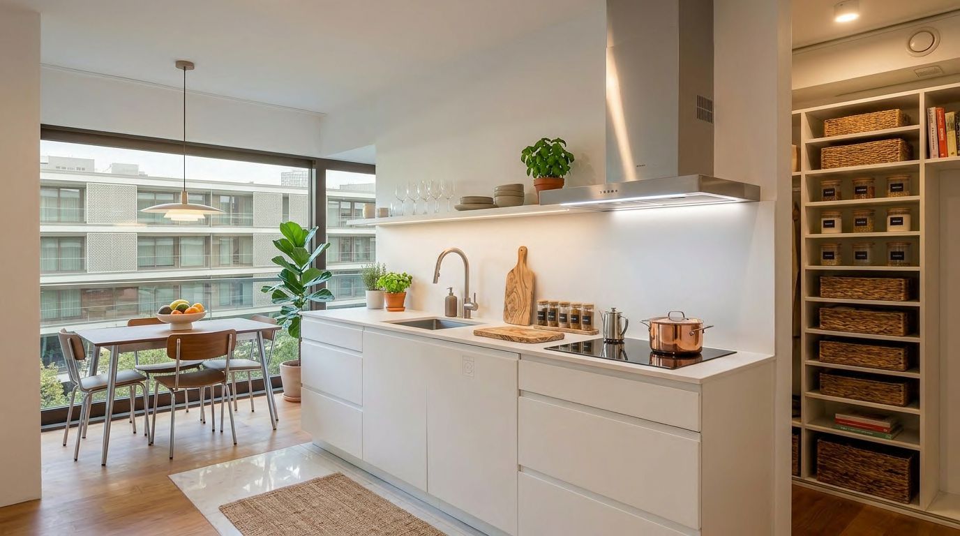 Cozinha contemporânea em tons claros